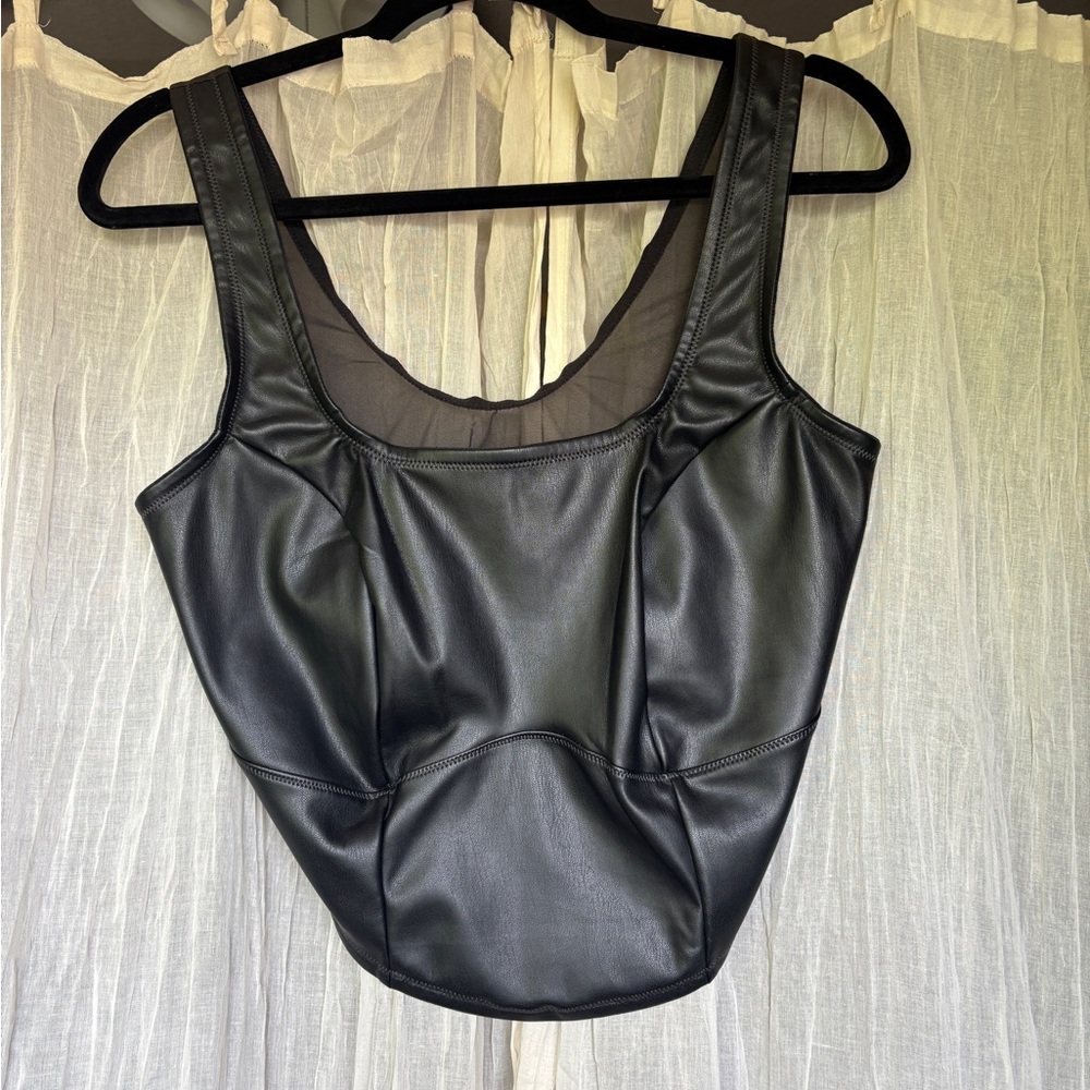 Colsie Black Faux Leather Top